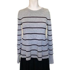 La Vie Rebecca Taylor Wool Cotton Blend Cozy Stripe Pullover Sweater S